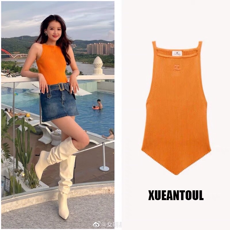 Áo vest không tay phối đồ mùa hè áo thun giống Jennie và Jisoo