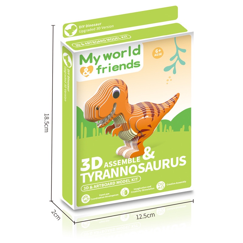 Mô Hình Đồ Chơi Lắp Ráp Khủng Long Hoạt Hình 3D Bằng Giấy Cho Trẻ Em