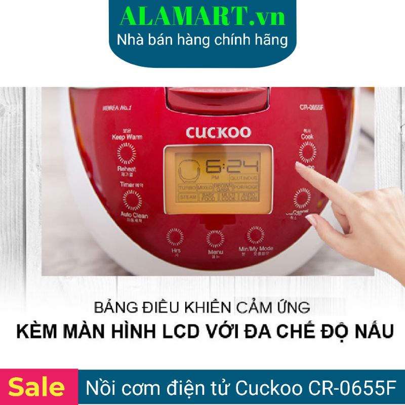 Nồi cơm điện Cuckoo CR-0655F (1.08L) dùng cho 2-4 người ăn nấu 0.5kg gạo