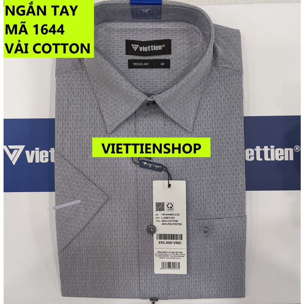 (1644 HVS) ÁO SƠ MI VIỆT TIẾN NGẮN TAY HOA VĂN