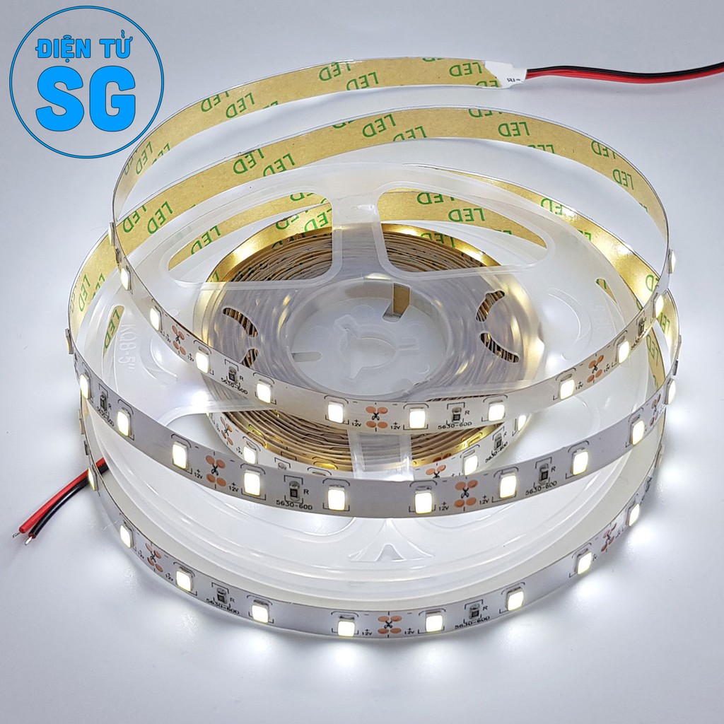 Led dây 5630 12V ánh sáng trắng 6000K 1 mét 60 bóng không phủ epoxy