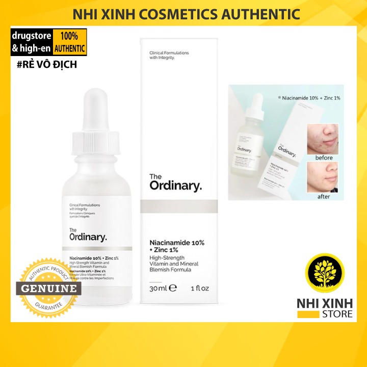 [CHÍNH HÃNG-GIÁ HỦY DIỆT] Tinh Chất The Ordinary Niacinamide 10% + Zinc 1%