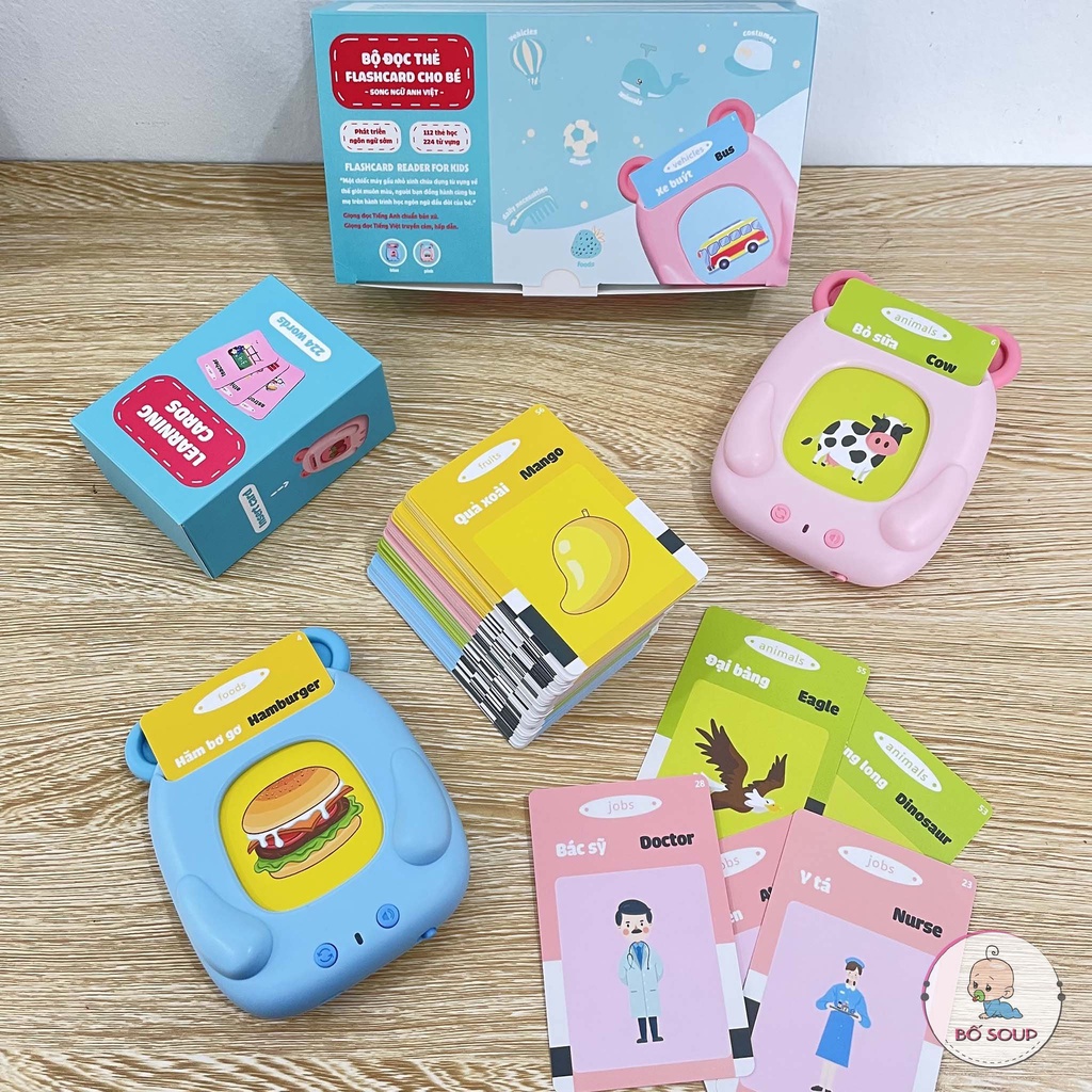 [Nhập SHOP40KID giảm 40k đơn từ 0đ] Máy đọc thẻ song ngữ cho bé phát triển ngôn ngữ Anh - Việt