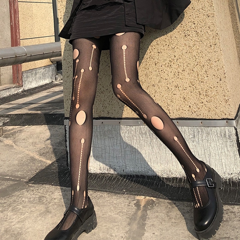 Women Sexy Fishnet Stockings Dark Black Temptation Hot Foot Fetish Tights Pantyhose Lingerie Mesh Stockings Thigh High Socks