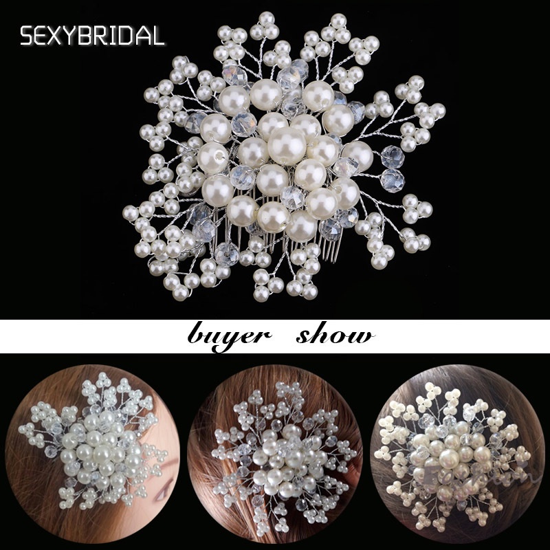 Lược Cài Tóc Cô Dâu Đính Ngọc Trai Nhân Tạo