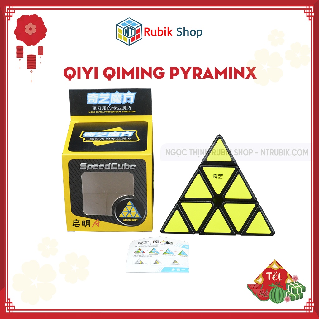 Đồ chơi rubik Kim Tự Tháp Pyraminx - QiYi A Qiming Pyraminx Black (Màu Đen) - ngocthinhrubik