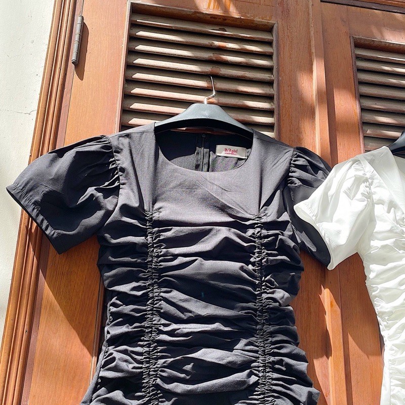 Đầm Xinh KEMO DRESS thiết kế chun rút dây tạo điểm nhấn sang trọng đơn giản búp tay phồng chất vải thun hàn xoè nhẹ | BigBuy360 - bigbuy360.vn