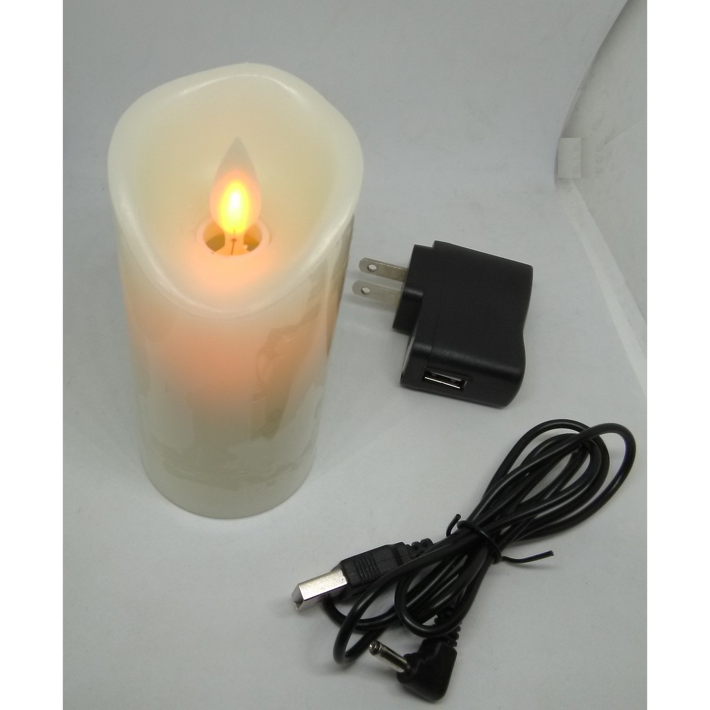 Nến điện tử dùng pin sạc (size: 5.3*15cm) (Đèn sáp điện tử tim lắc đong đưa như nến thật)