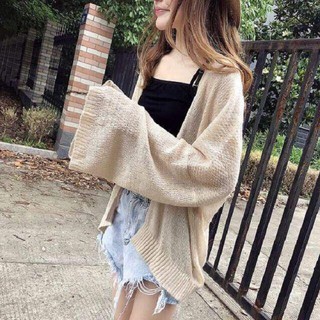 Áo len mỏng tay bồng màu Trắng Be Nâu thun trơn ulzzang