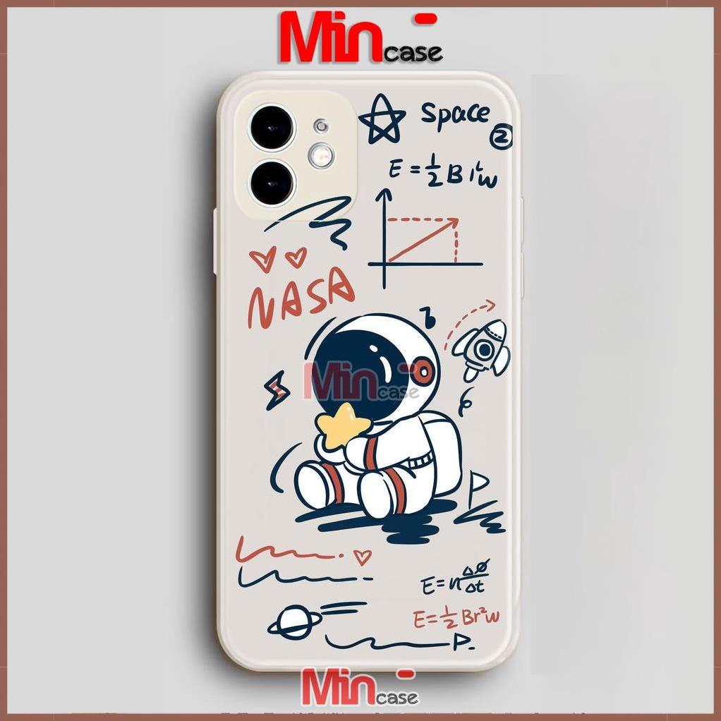 Ốp lưng iPhone Phi hành gia cute cạnh viền vuông silicon mềm dẻo cho iphone 6/6s/7/8/X/XS/11/12/13 Pro Plus Max