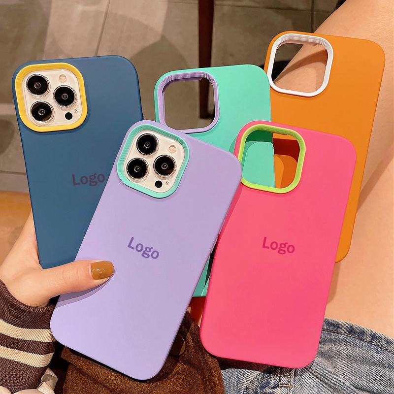 【Có logo】 Vỏ điện thoại chống sốc 3 trong 1 silicon lỏng cho iPhone 13 12 11 Pro Max XS XR X 8 7 Plus + SE 2020 Vỏ điện thoại thân thiện với da