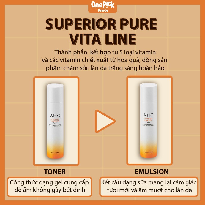 OnePick) Set dưỡng da với hàm lượng 5 loại vitamin dồi dào, trắng da, dưỡng ẩm [AHC Superior Pure Vita Skin Care Set]