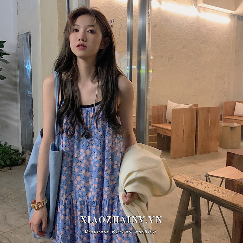 đầm ulzzang Hoa Hai Dây Phong Cách Retro Hàn Quốc Nữ Tính | BigBuy360 - bigbuy360.vn