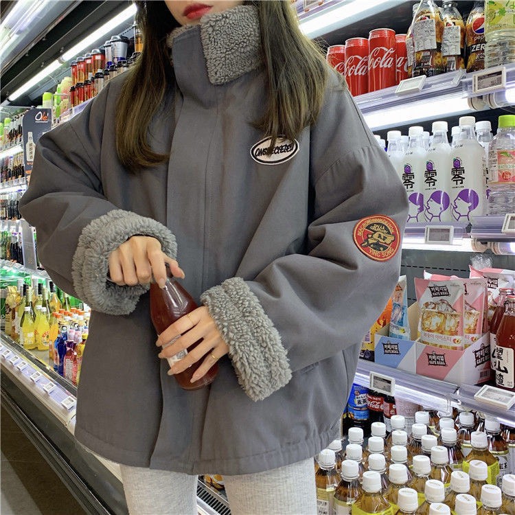 (sẵn hàng)Áo khoác thu đông lót lông dày ấm mặc được 2 mặt phong cách hàn quốc hàng L1 | BigBuy360 - bigbuy360.vn