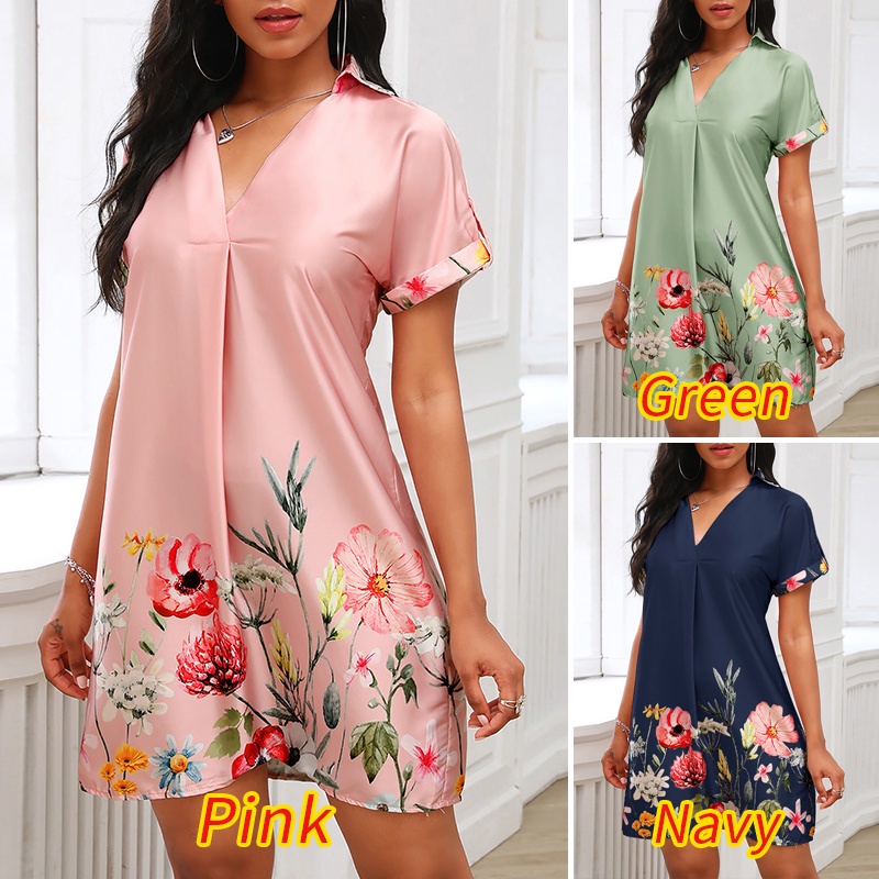 Đầm ngắn ZANZEA cổ chữ V hoạ tiết in bông hoa tinh tế dáng chữ A cổ điển ngọt ngào cho nữ