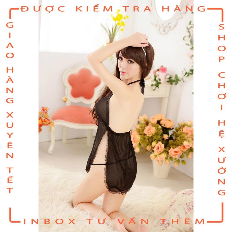 Bộ đồ ngủ ren sexy gợi cảm dáng yếm cột kèm quần lọt khe màu tím và đen - bd sm cosplay phòng ngủ  - hot tiktok | BigBuy360 - bigbuy360.vn