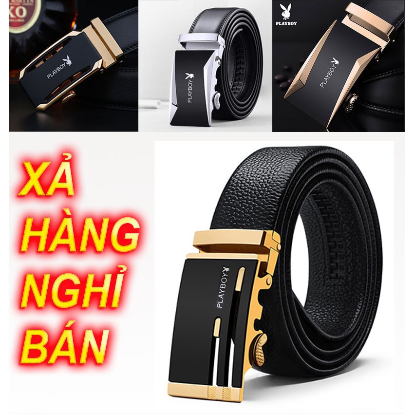 Thắt Lưng Da Nam Khóa Tự Động Cao Cấp Dây Nịt Nam Da Bò 100% Chính Hãng Play Boy Nam Tính GG-9K G