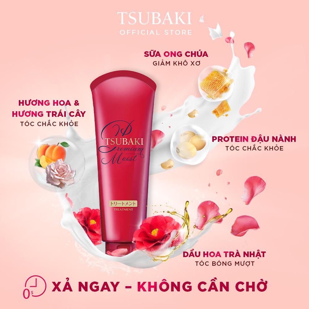 Kem Xả Cấp Ẩm Dưỡng Tóc Bóng Mượt Premium Moist Tsubaki Đỏ 180g - Khongcoson