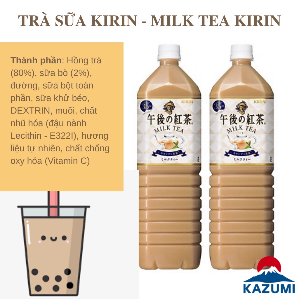 Trà sữa Kirin pha sẵn ít đường 1.5L, trà sữa ít béo Nhật Bản, HSD T6/2024