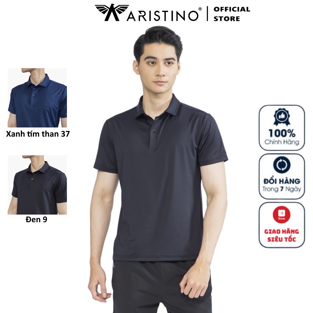 Áo Thun Polo Ngắn Tay Có Cổ Bẻ ARISTINO APS091S2 Áo Phông Nam kẻ ngang chìm dáng slim fit ôm nhẹ vải polyester thể thao