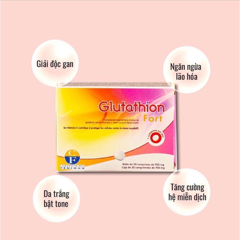 Viên Ngậm Trắng Da Glutathion Fort Nội Địa Pháp Hộp 30 Viên