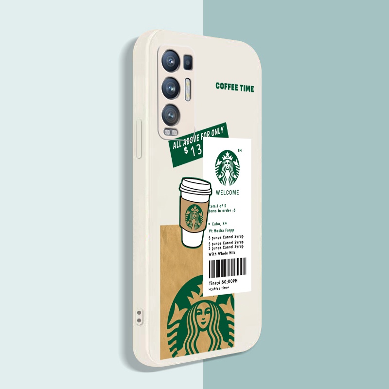 Ốp điện thoại silicon mềm viền vuông in hình Starbucks thích hợp cho OPPO Reno6 Z 5G 5 Pro 4 Reno2 Z F