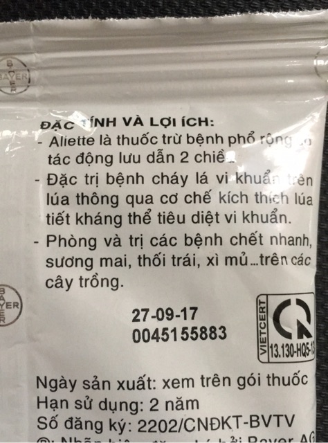 Aliette 800WG 100gr, sản phẩm trừ nấm bệnh cho cây trồng