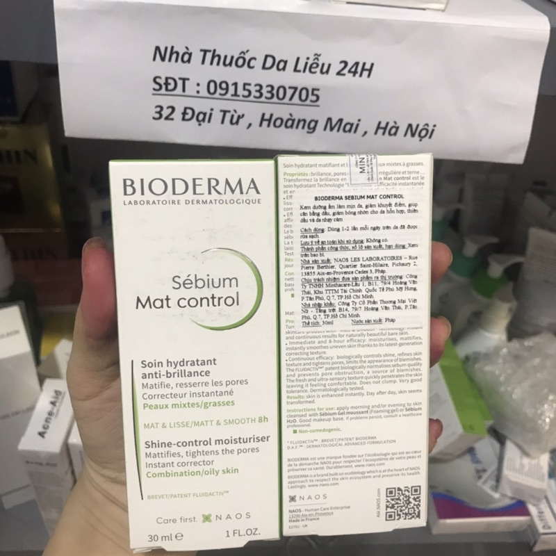 Dưỡng kiềm dầu se khít lỗ chân lông Bioderma Sebium mat control