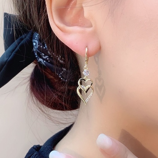 Bông Tai Hình Trái Tim Đôi Thời Trang Hàn Quốc 2022