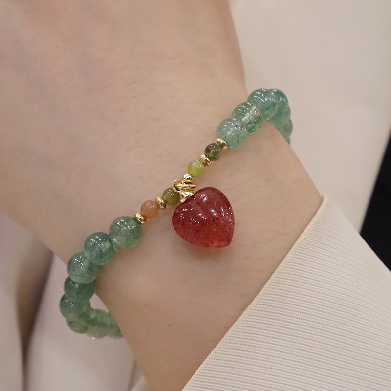 [Hàng Mới] Vòng Tay Co Dãn Đính Hạt Pha Lê Xanh Lá