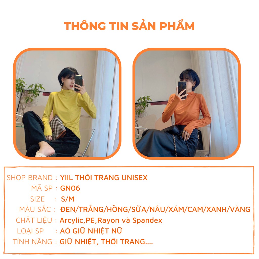 Áo giữ nhiệt nữ cao cấp cao cổ 3 phân áo giữ nhiệt nữ phong cách hàn quốc chất liệu mềm mịn co giãn 4 chiều cực ấm GN06