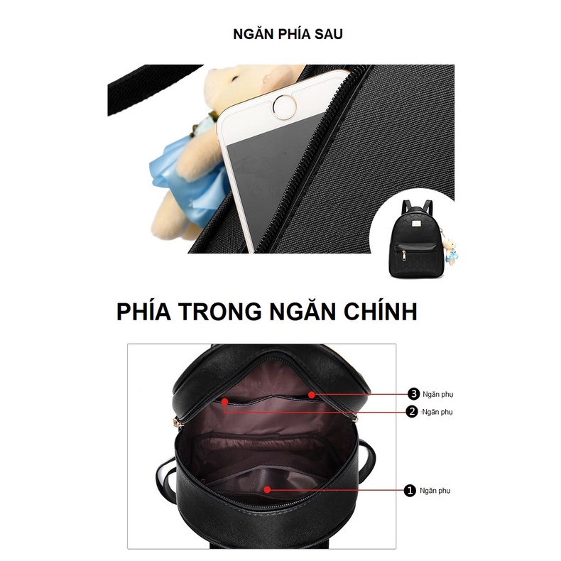 BaloHome - Balo da nữ thời trang nữ tặng kèm ví và móc khóa, phù hợp đi làm, đi chơi, đi học