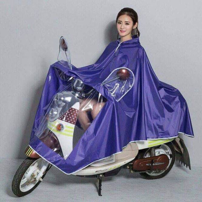 Áo Mưa 2 Người Có Kính Chắn Nước Che Mặt Cánh Dơi Chống Thấm Cao Cấp Phản Quang Có Túi Chùm Gương Chiếu Hậu