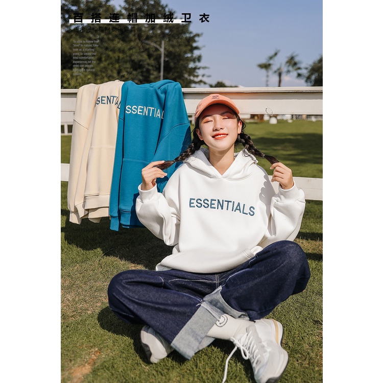 Áo hoodie nữ form rộng dày giá rẻ cute có mũ Mianhee4teen - áo khoác nỉ hoodie ESSENTIALS UNISEX freesize 40-70kg KNN33