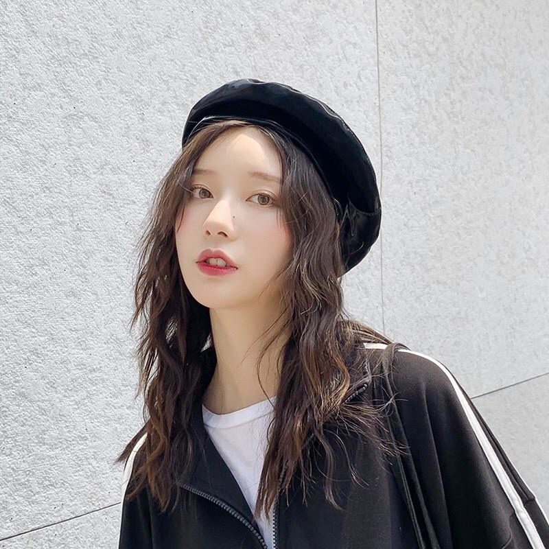 Mũ beret mũ nồi da thu đông có dây rút điều chỉnh độ rộng - Mã BE002