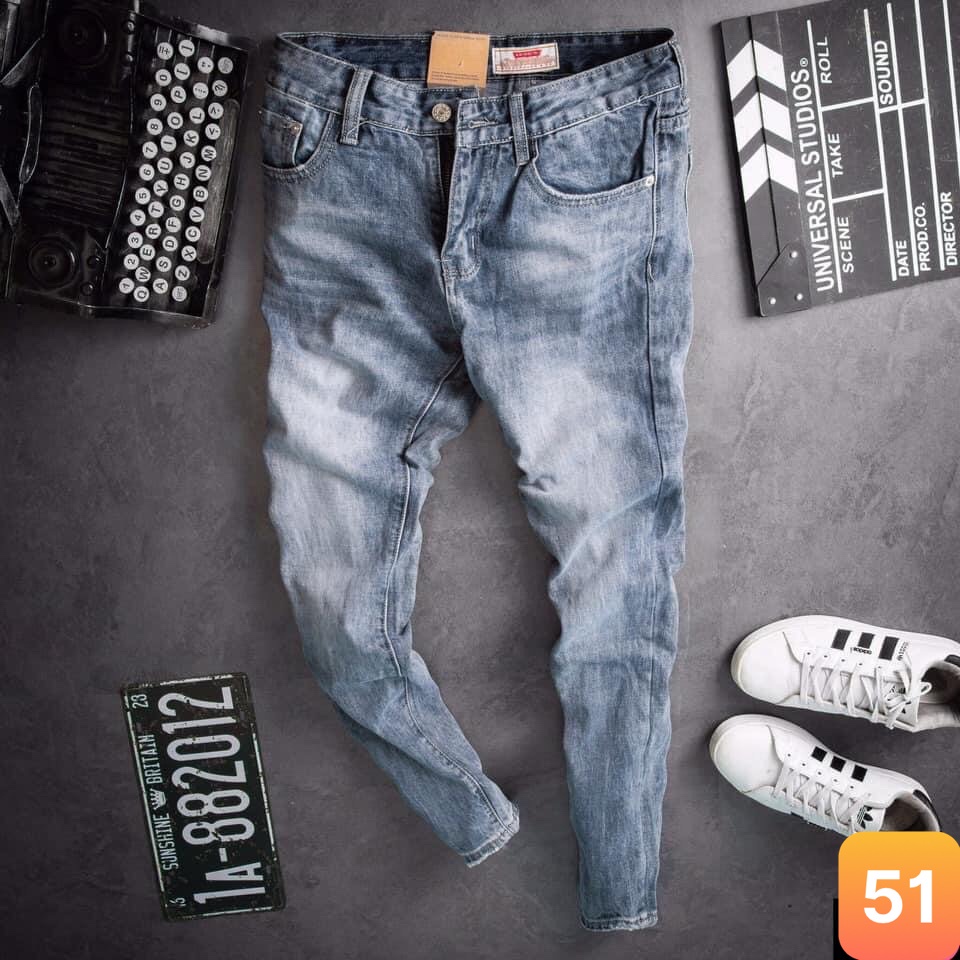 Quần jean nam rách khóa gối màu xanh chất liệu bò cao cấp co dãn 4 chiều đẹp form rin skinny LAVADO56 kiểu mới