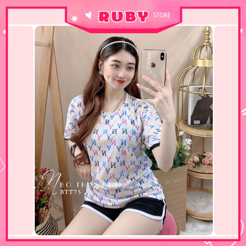 Đồ bộ nữ mặc nhà kiểu dáng thể thao Free Size Dưới 47KG chất thun mềm mịn ❤ Rubystorevn