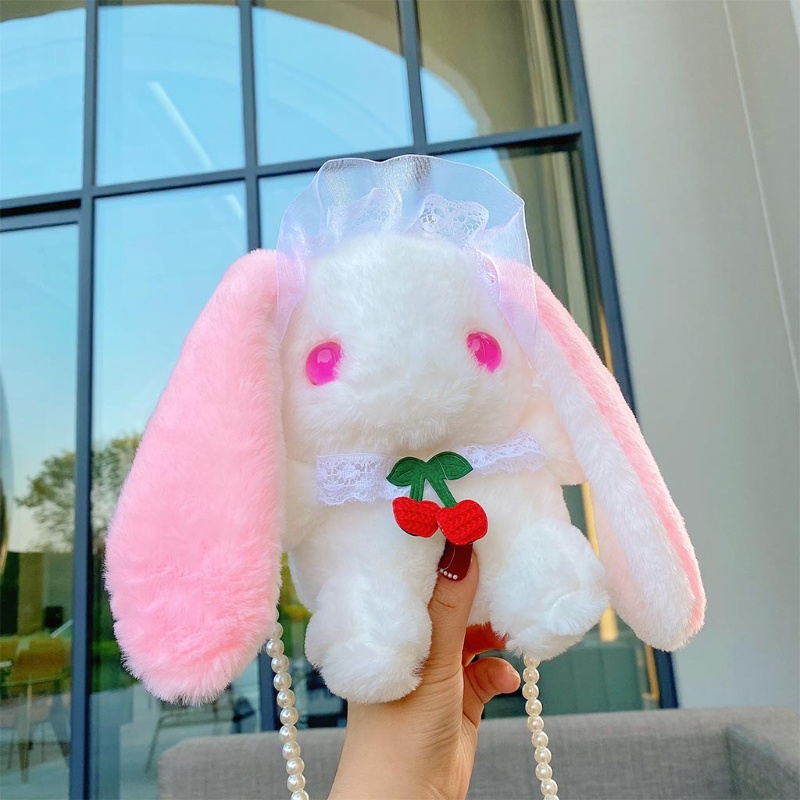 Túi Đeo Chéo Hình Thỏ Nhồi Bông Dễ Thương Phong Cách Lolita Nhật Bản
