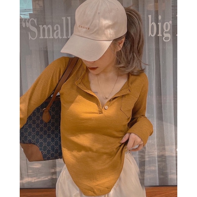 [Sẵn] Áo len tăm body cúc túi ngực, áo len mỏng dài tay ôm dáng | BigBuy360 - bigbuy360.vn