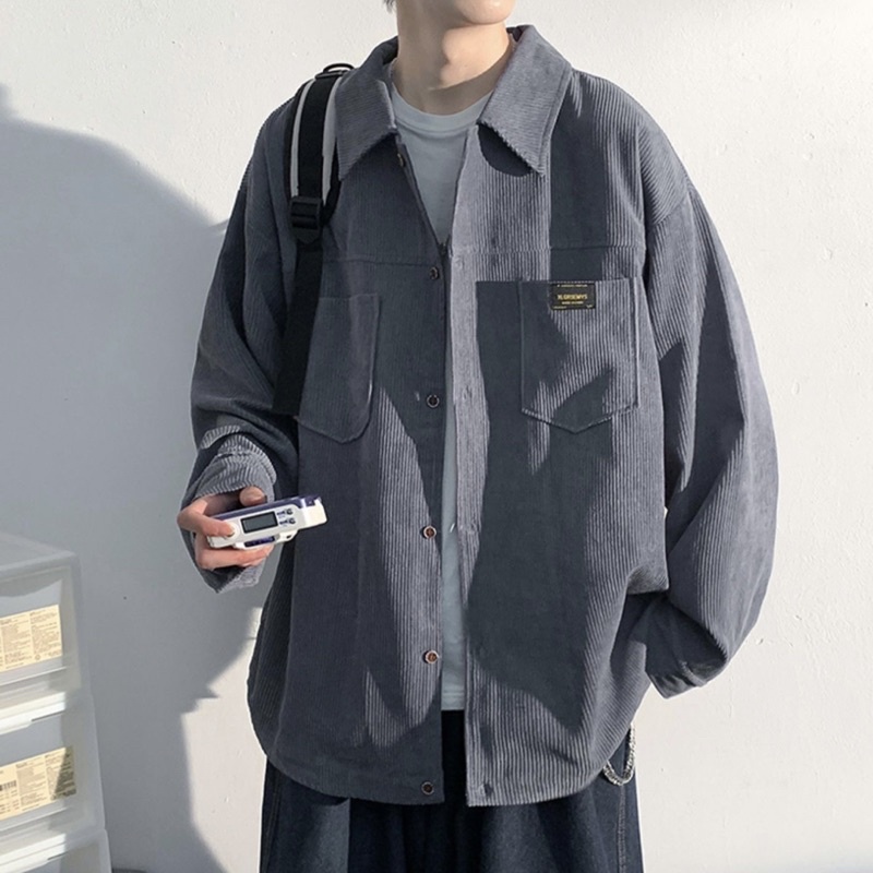 Sơ mi nhung tăm mix túi ngực thêu logo form rộng unisex KPis Clothes sale 50% | BigBuy360 - bigbuy360.vn