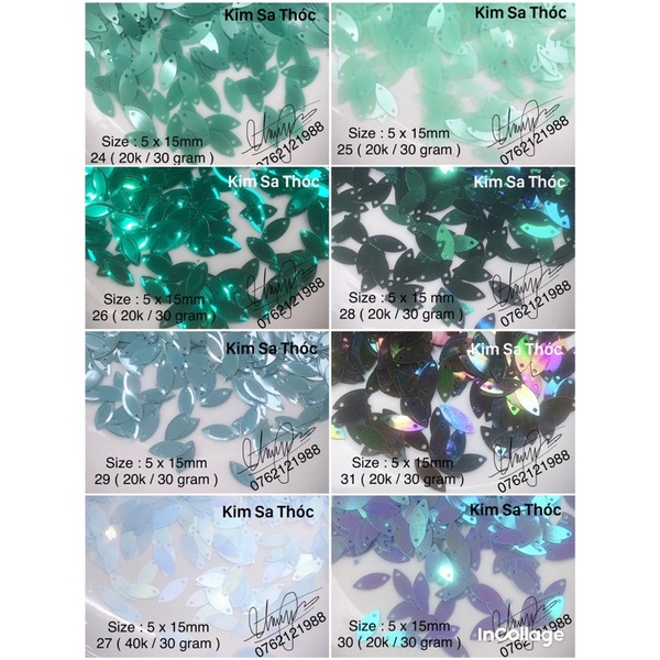 Kim sa hình Thóc 5 x 15mm