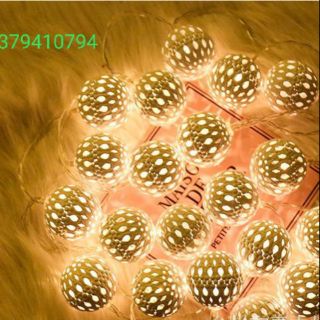 Dây Đèn nháy led hình cầu bằng kim loại, trang trí noel, trang trí ngày tết, trang trí cây thông, cây đào, quất, mai