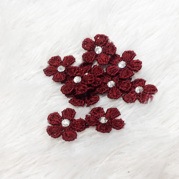 Gói 5 bông thêu 3D hoa mai đính áo kết trang trí trang phục