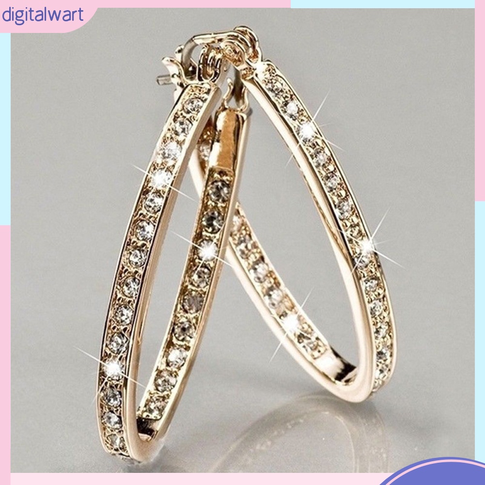 Cặp khuyên tai khoen tròn đính đá sang trọng cho nữ