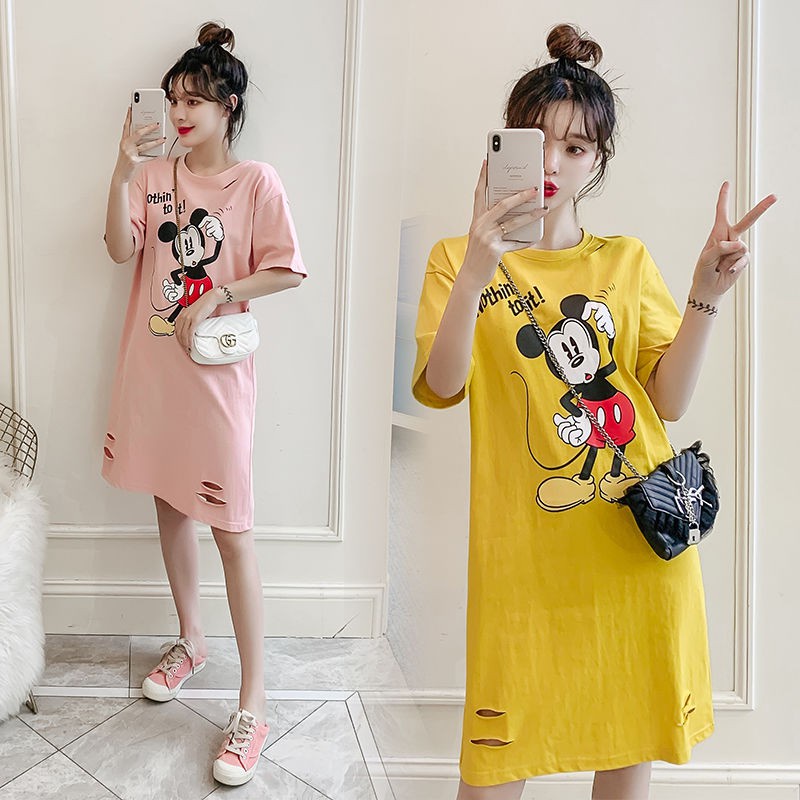 Đầm Thun Ngắn Tay Dáng Rộng Thời Trang Dành Cho Bà Bầu