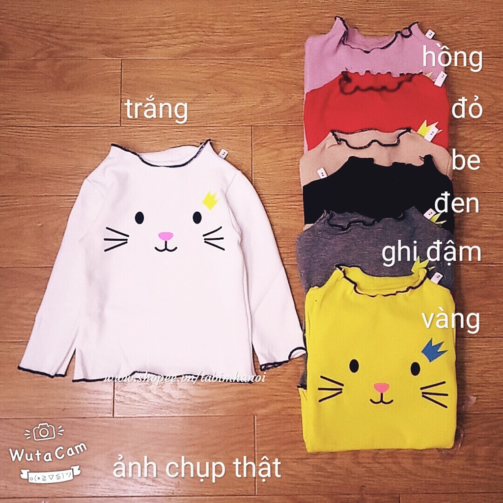 Áo cotton len in hình mèo QATE324 dễ thương cho bé gái | WebRaoVat - webraovat.net.vn