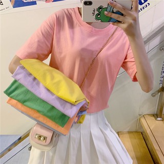 áo phông trơn nữ pastel nhiều màu sắc
