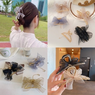 Kẹp Tóc Hình Nơ Đính Ngọc Trai Phong Cách Hàn Quốc