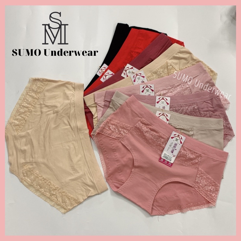 Quần lót nữ cạp cao gen bụng dưới, phối trước và viền ren không hằn mông. Phom 55-67kg, vòng mông 90-100cm. A213