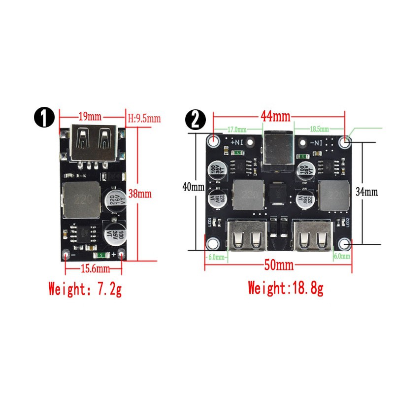 Mạch Sạc Nhanh Hỗ Trợ QC2.0 - QC3.0 (Mạch BUCK 6-32VDC ra cổng USB 5V-2.1A)